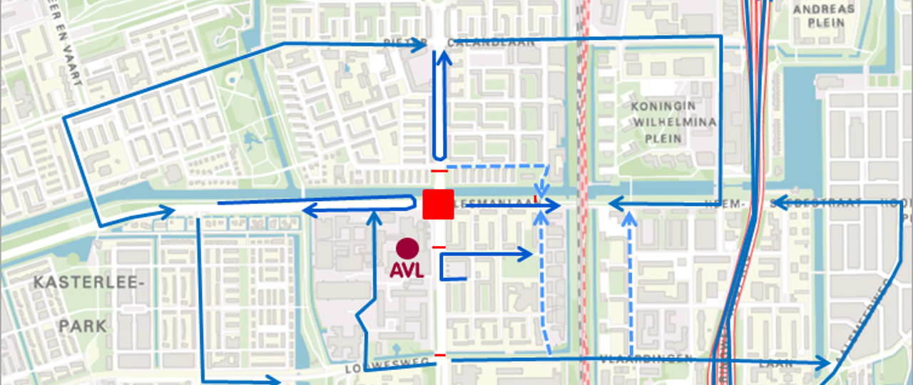 Johan Huizingalaan Omleidingskaartje AVL